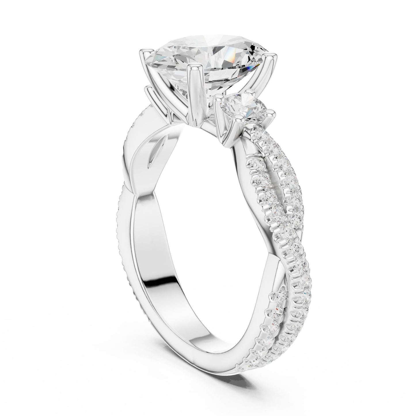 Cushion Lab Grown Diamond Three-Stone Engagement Ring