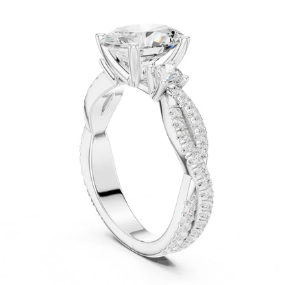 Cushion Lab Grown Diamond Three-Stone Engagement Ring