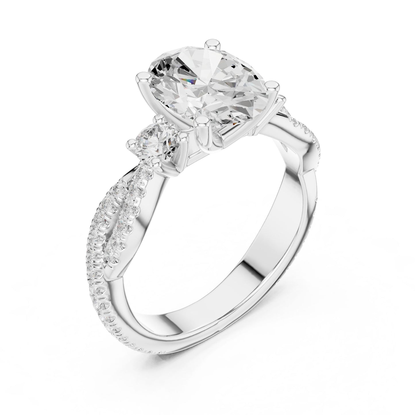 Cushion Lab Grown Diamond Three-Stone Engagement Ring