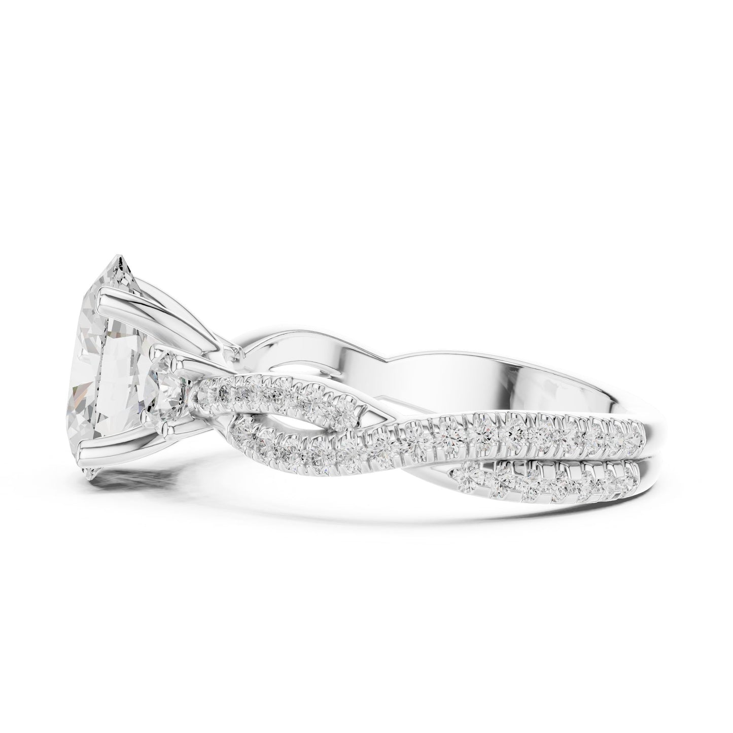 Cushion Lab Grown Diamond Three-Stone Engagement Ring