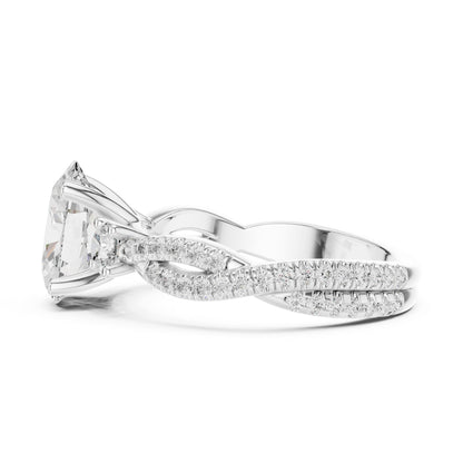 Cushion Lab Grown Diamond Three-Stone Engagement Ring