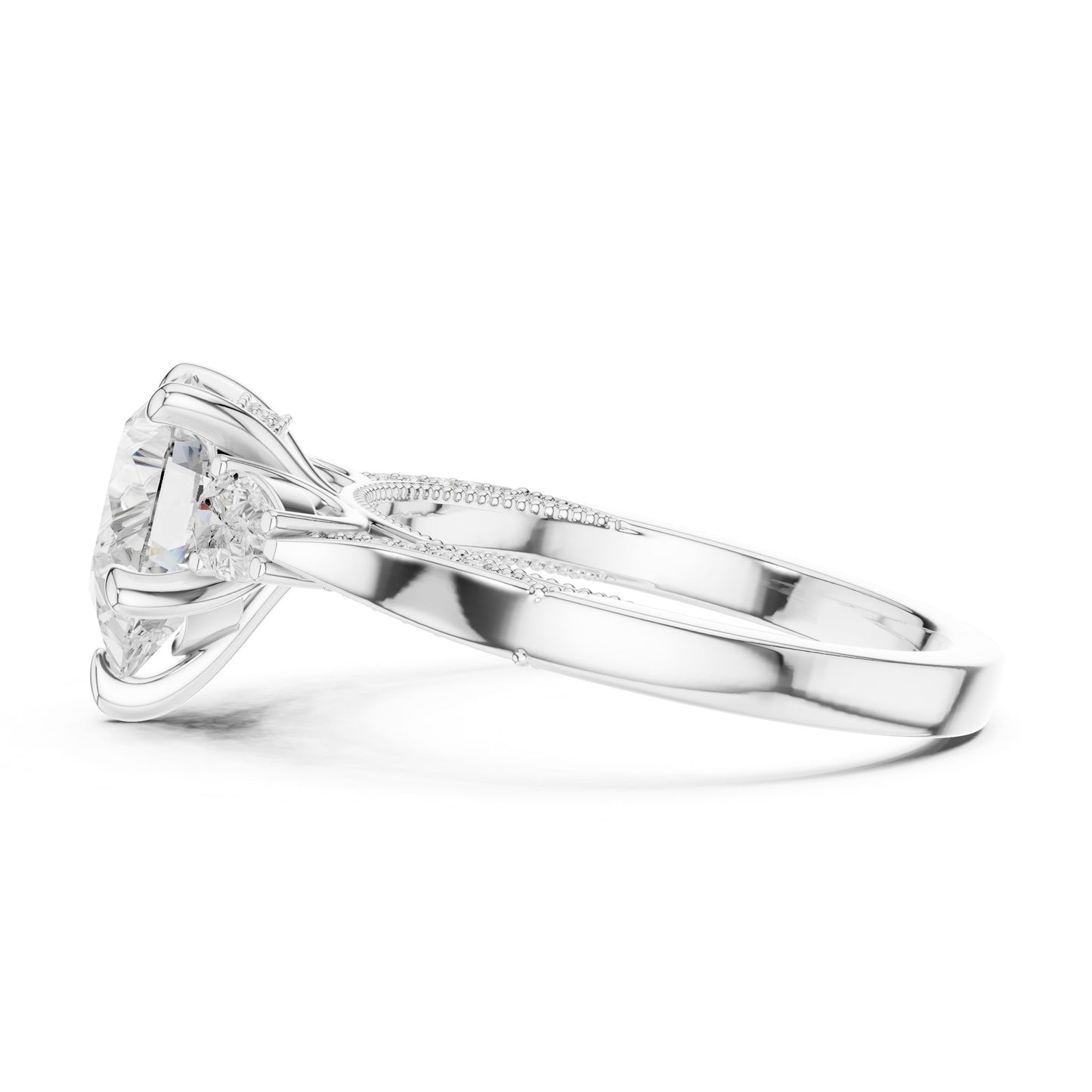 Cushion Lab Grown Diamond Three-Stone Engagement Ring