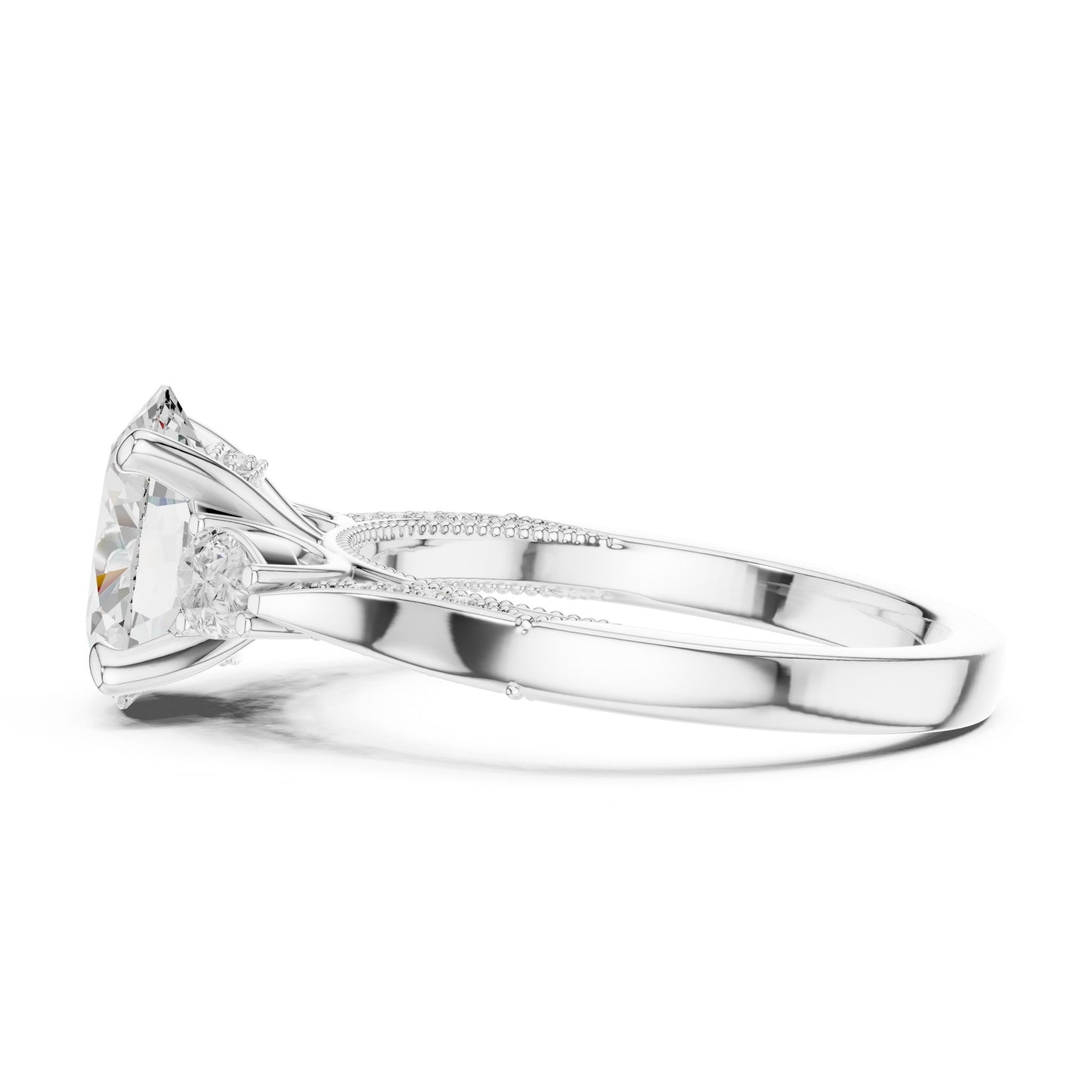 Cushion Lab Grown Diamond Three-Stone Engagement Ring