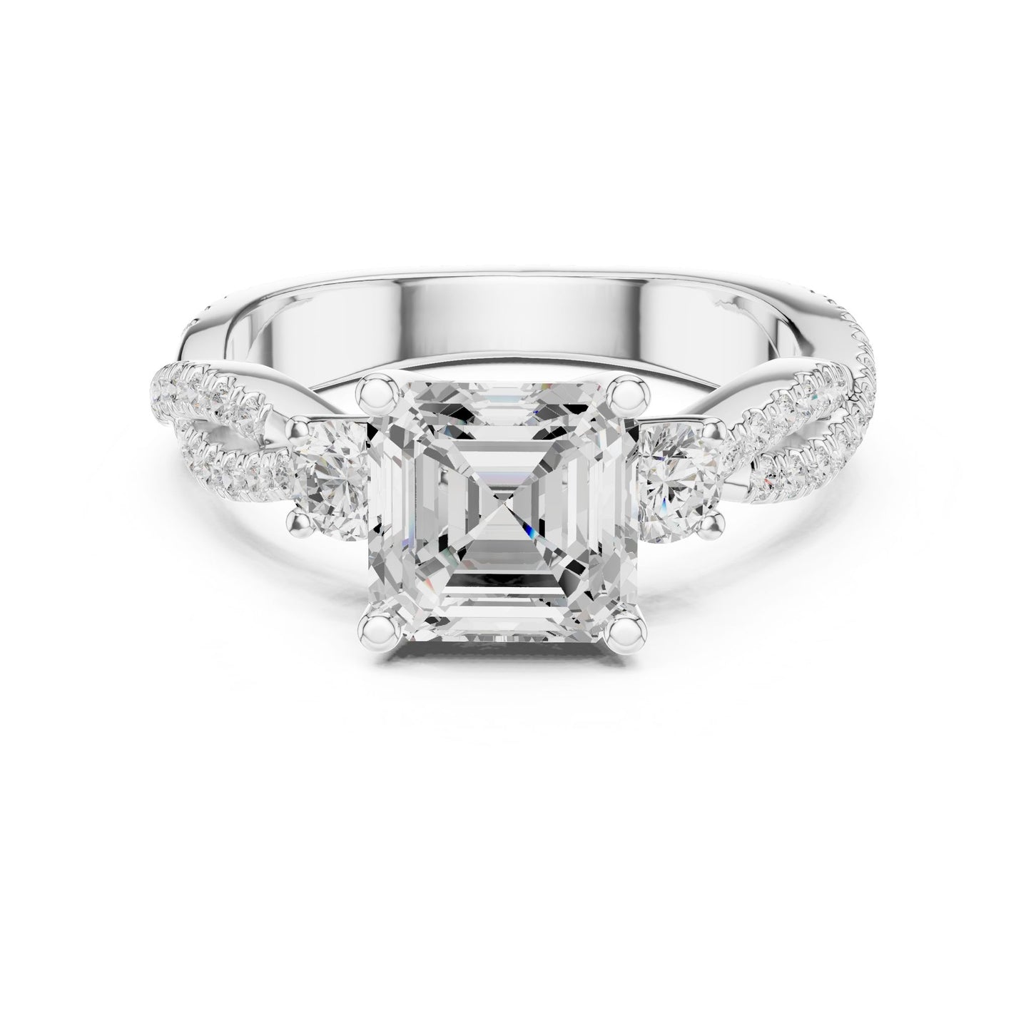 Cushion Lab Grown Diamond Three-Stone Engagement Ring