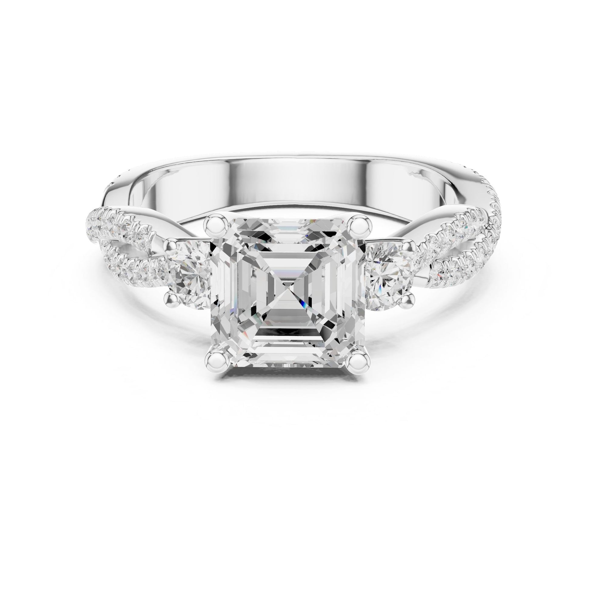 Cushion Lab Grown Diamond Three-Stone Engagement Ring