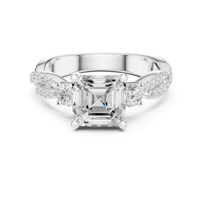 Cushion Lab Grown Diamond Three-Stone Engagement Ring