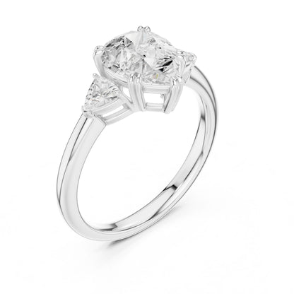 Cushion Lab Grown Diamond Three-Stone Engagement Ring