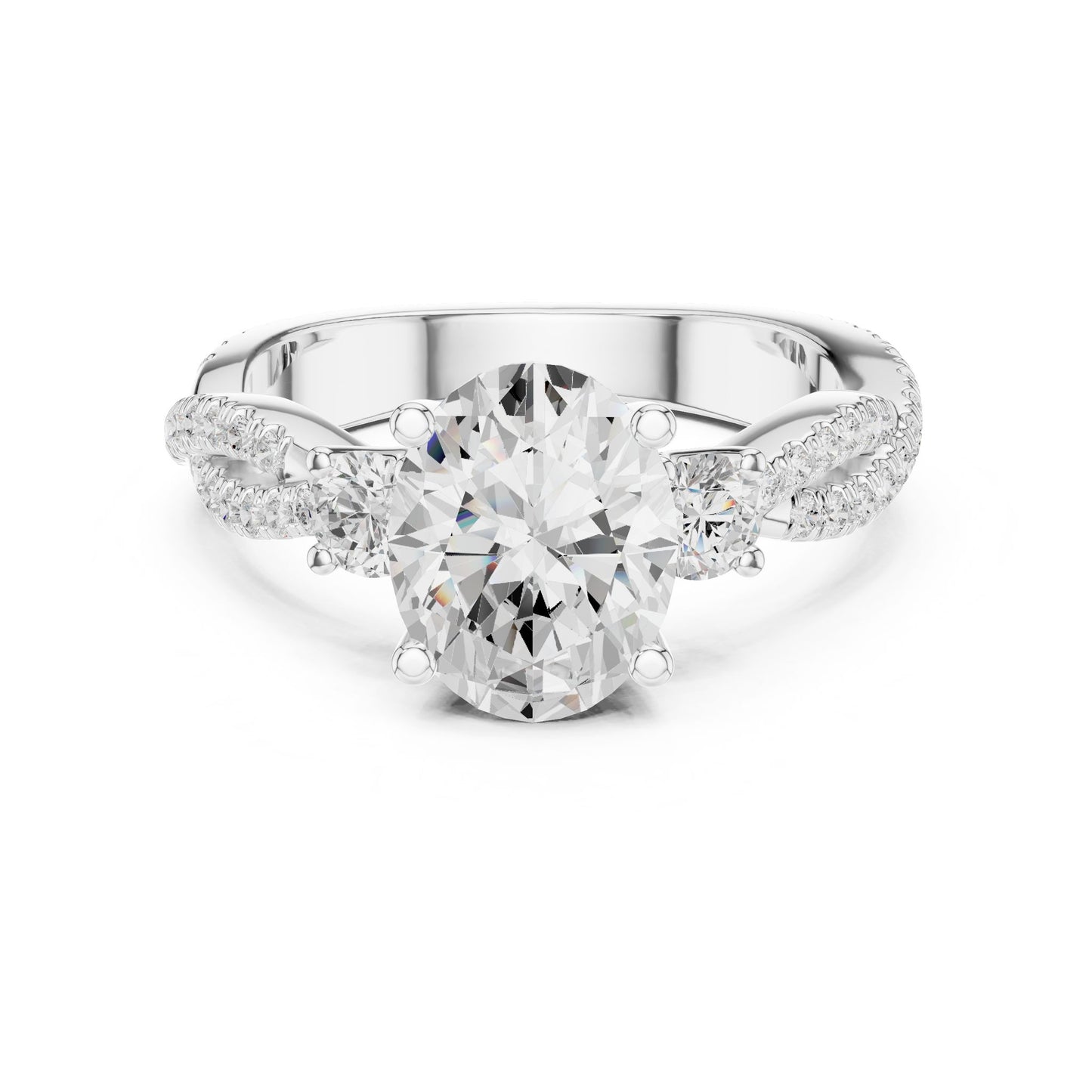 Cushion Lab Grown Diamond Three-Stone Engagement Ring