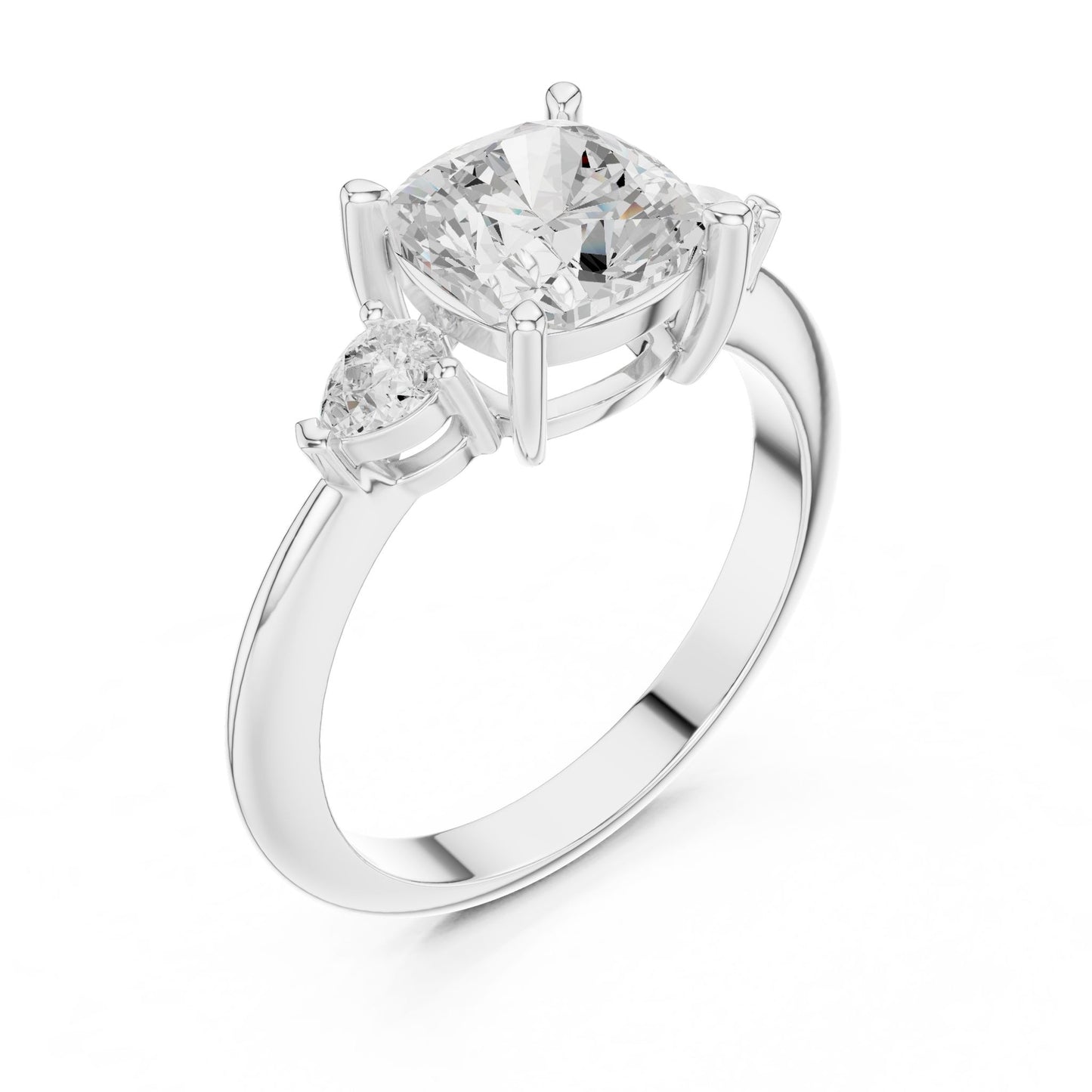 Cushion Lab Grown Diamond Three-Stone Engagement Ring