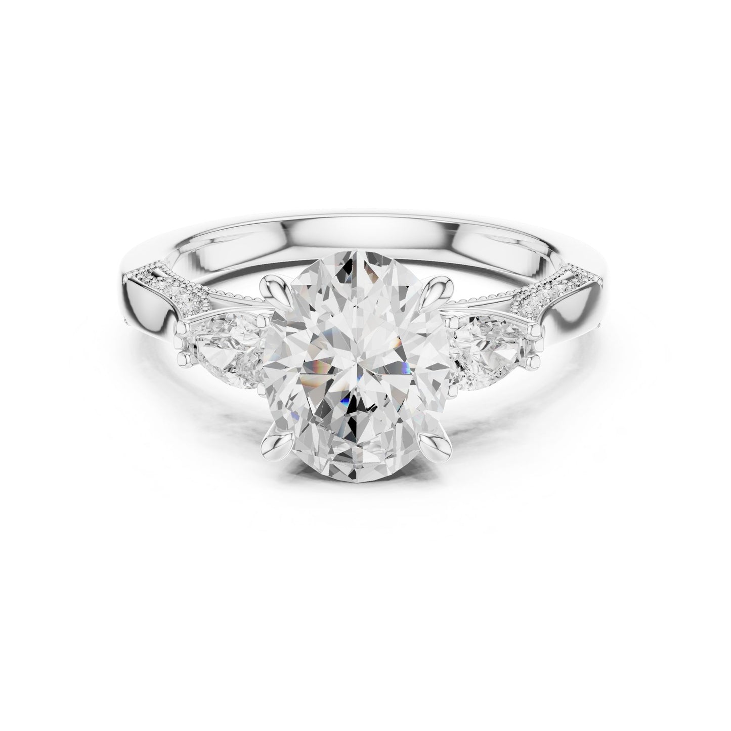 Cushion Lab Grown Diamond Three-Stone Engagement Ring