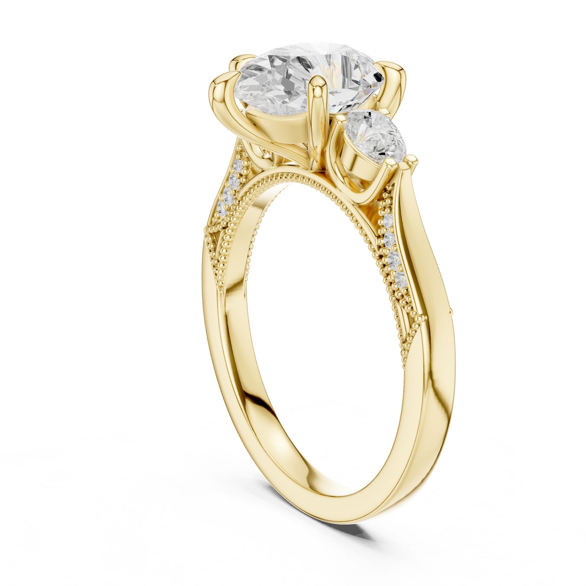 Cushion Lab Grown Diamond Three-Stone Engagement Ring