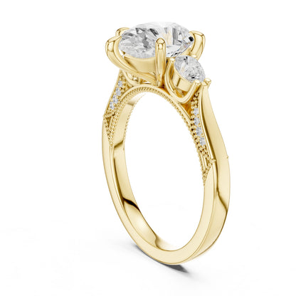 Cushion Lab Grown Diamond Three-Stone Engagement Ring