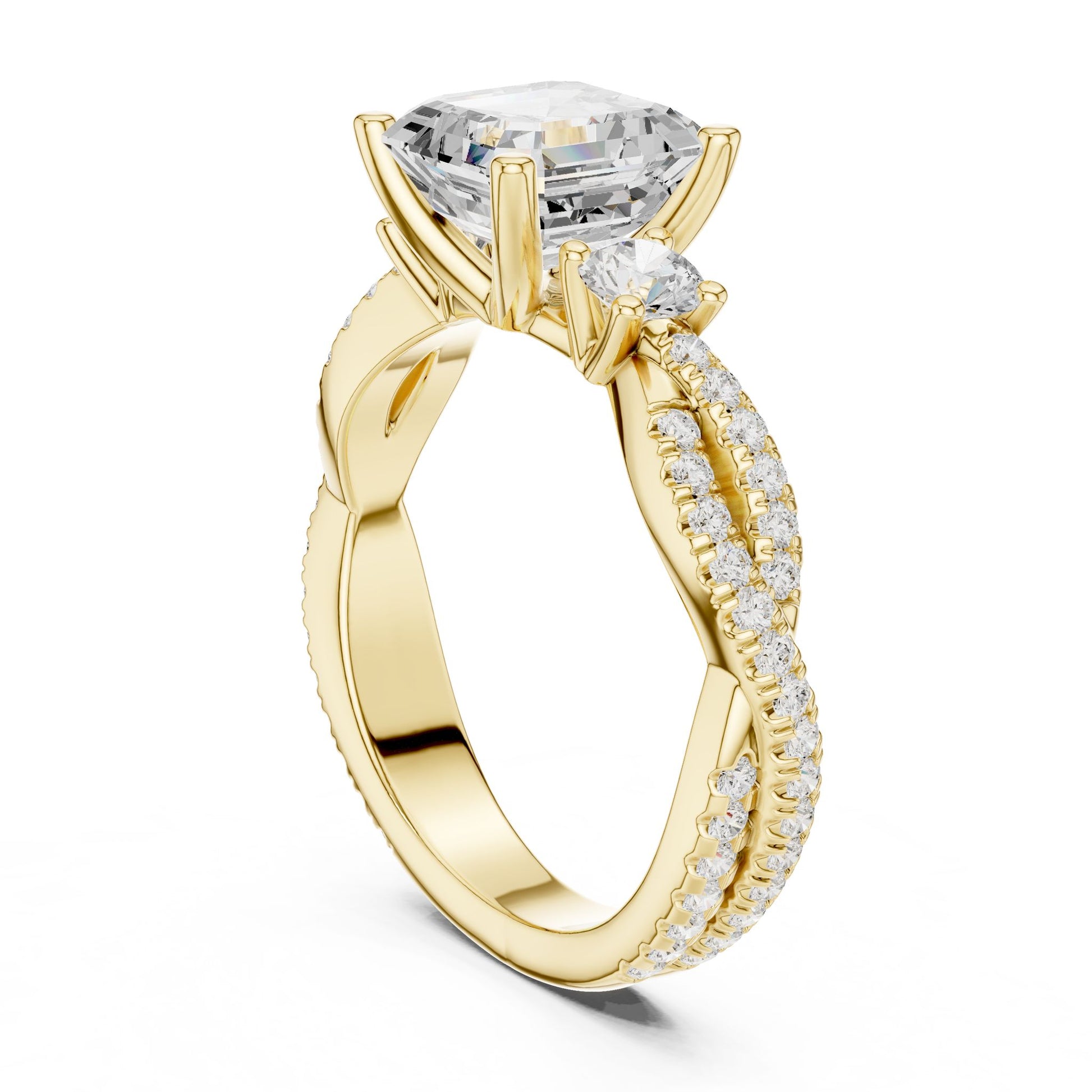 Cushion Lab Grown Diamond Three-Stone Engagement Ring
