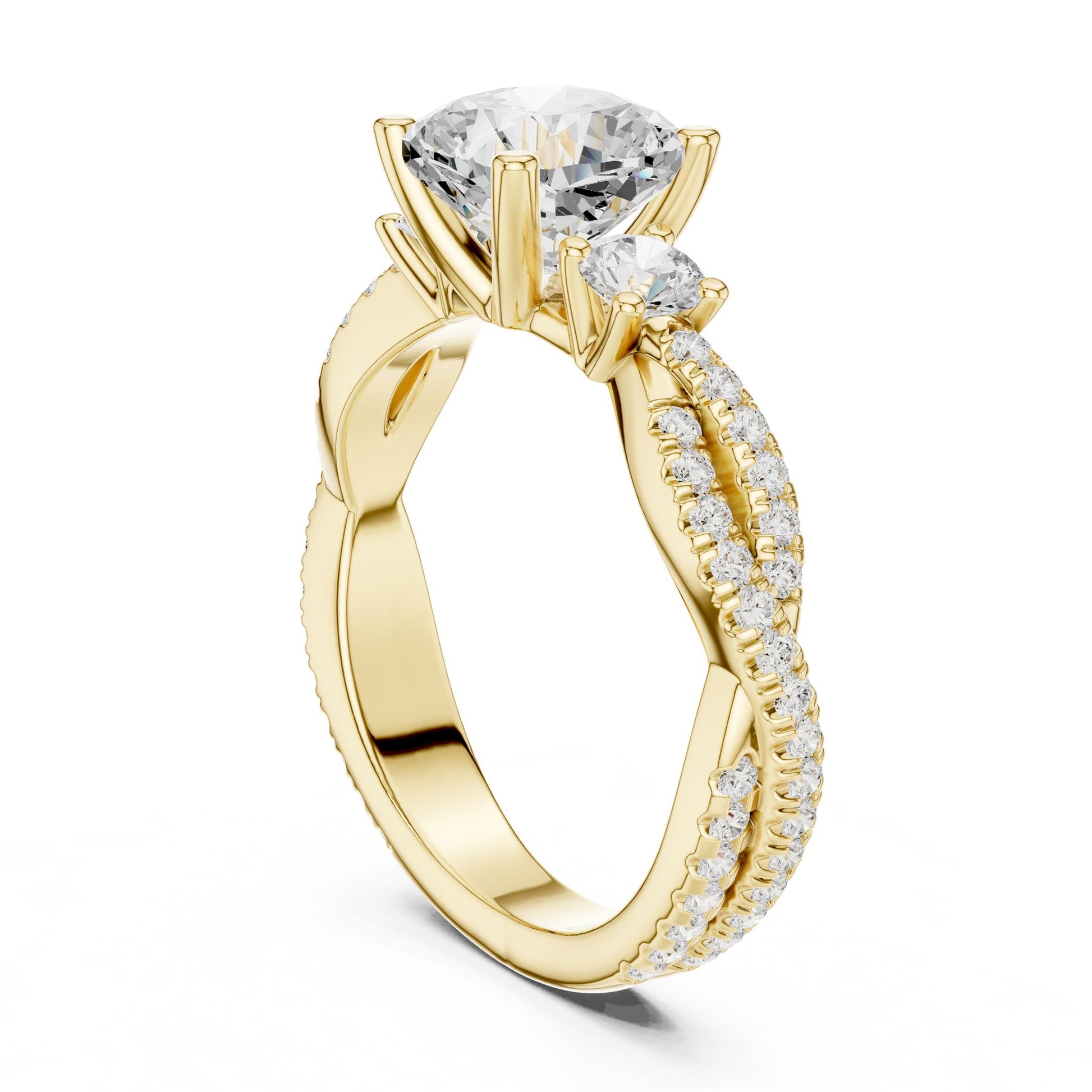 Cushion Lab Grown Diamond Three-Stone Engagement Ring