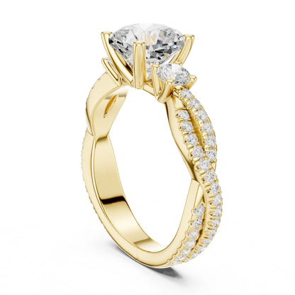Cushion Lab Grown Diamond Three-Stone Engagement Ring