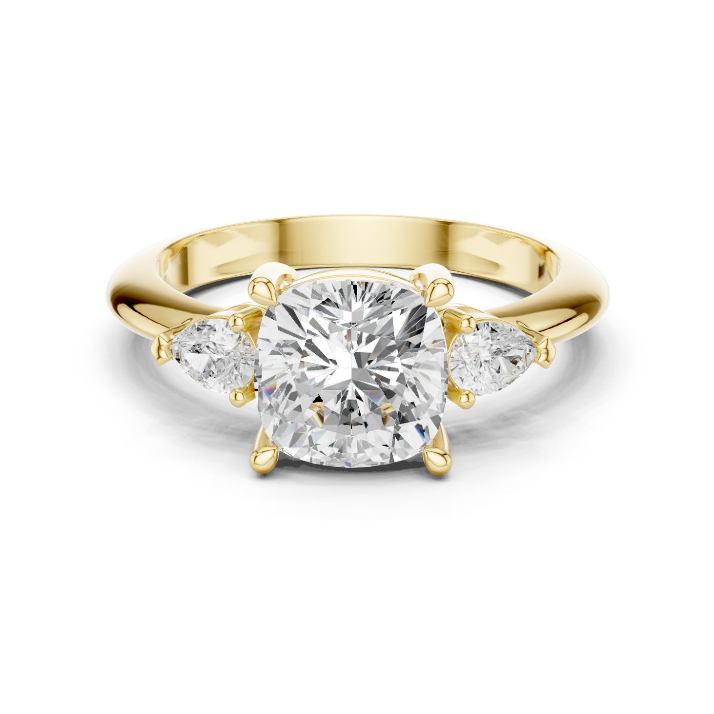 Cushion Lab Grown Diamond Three-Stone Engagement Ring