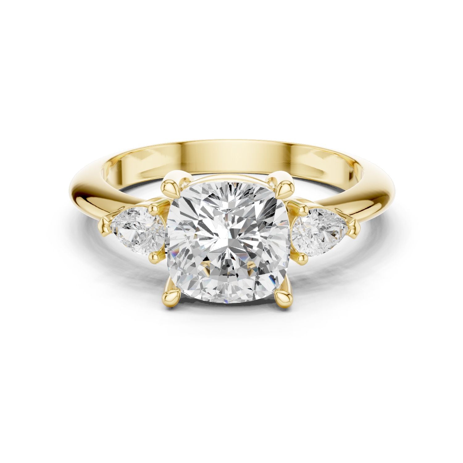 Cushion Lab Grown Diamond Three-Stone Engagement Ring