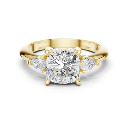 Cushion Lab Grown Diamond Three-Stone Engagement Ring