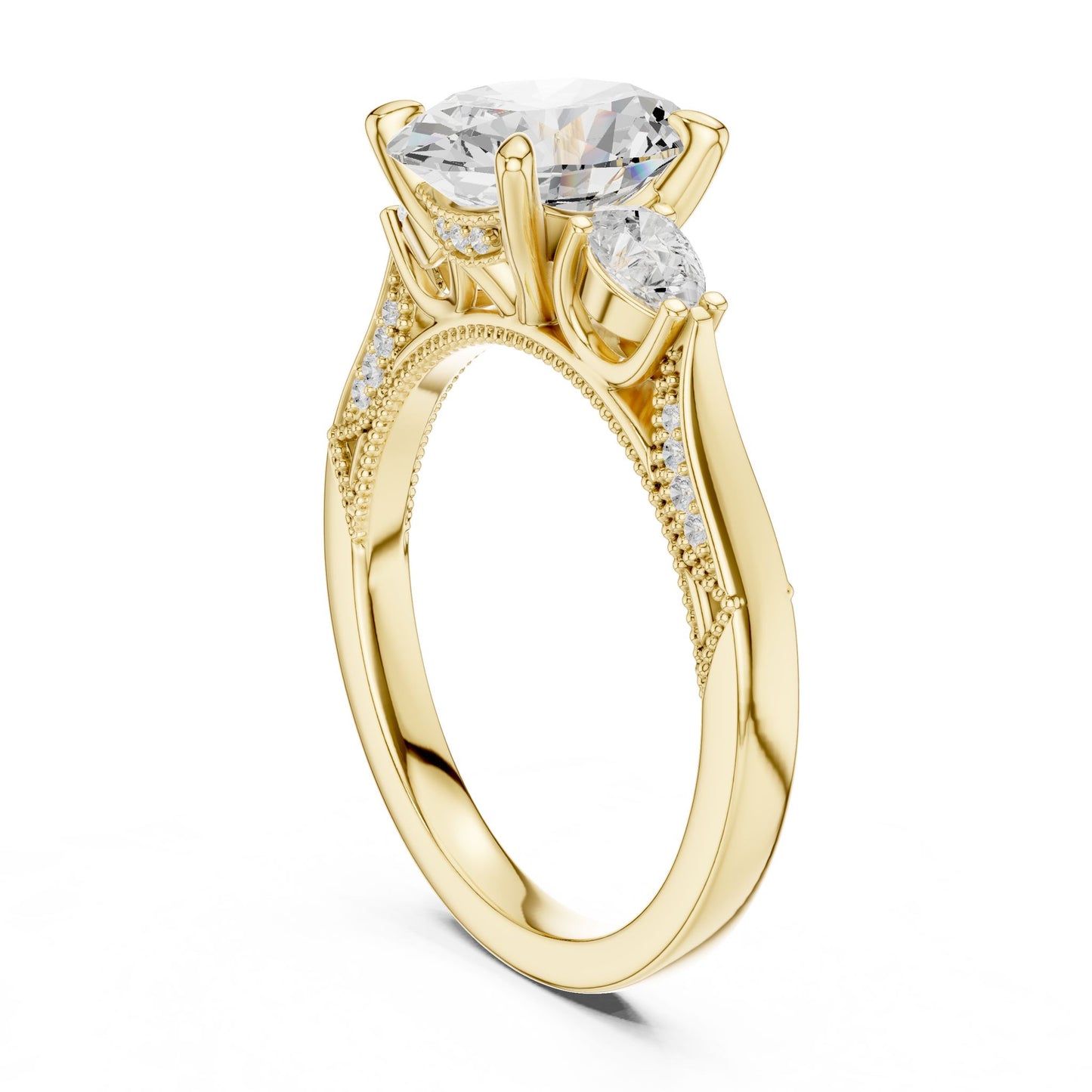 Cushion Lab Grown Diamond Three-Stone Engagement Ring