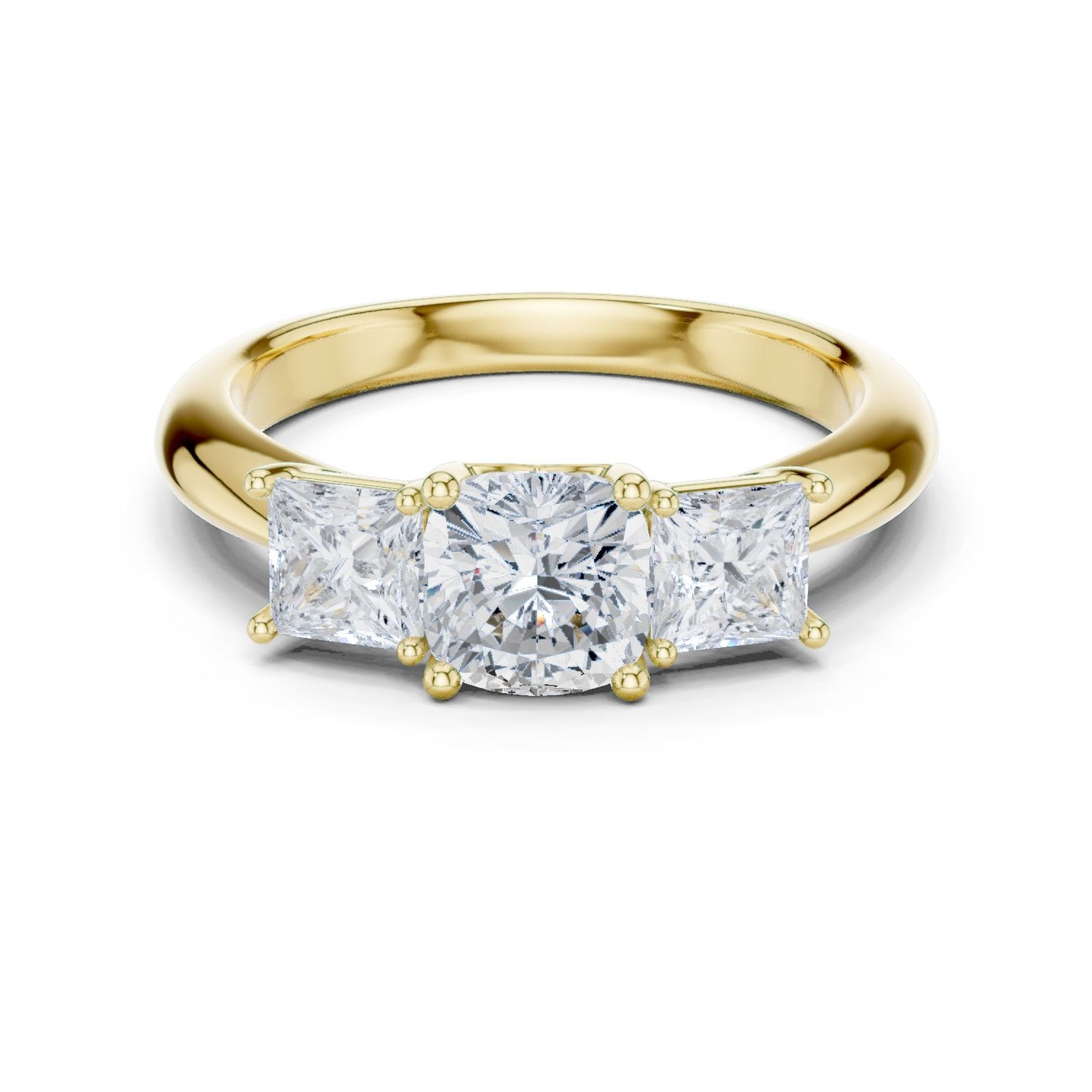 Cushion Lab Grown Diamond Three-Stone Engagement Ring