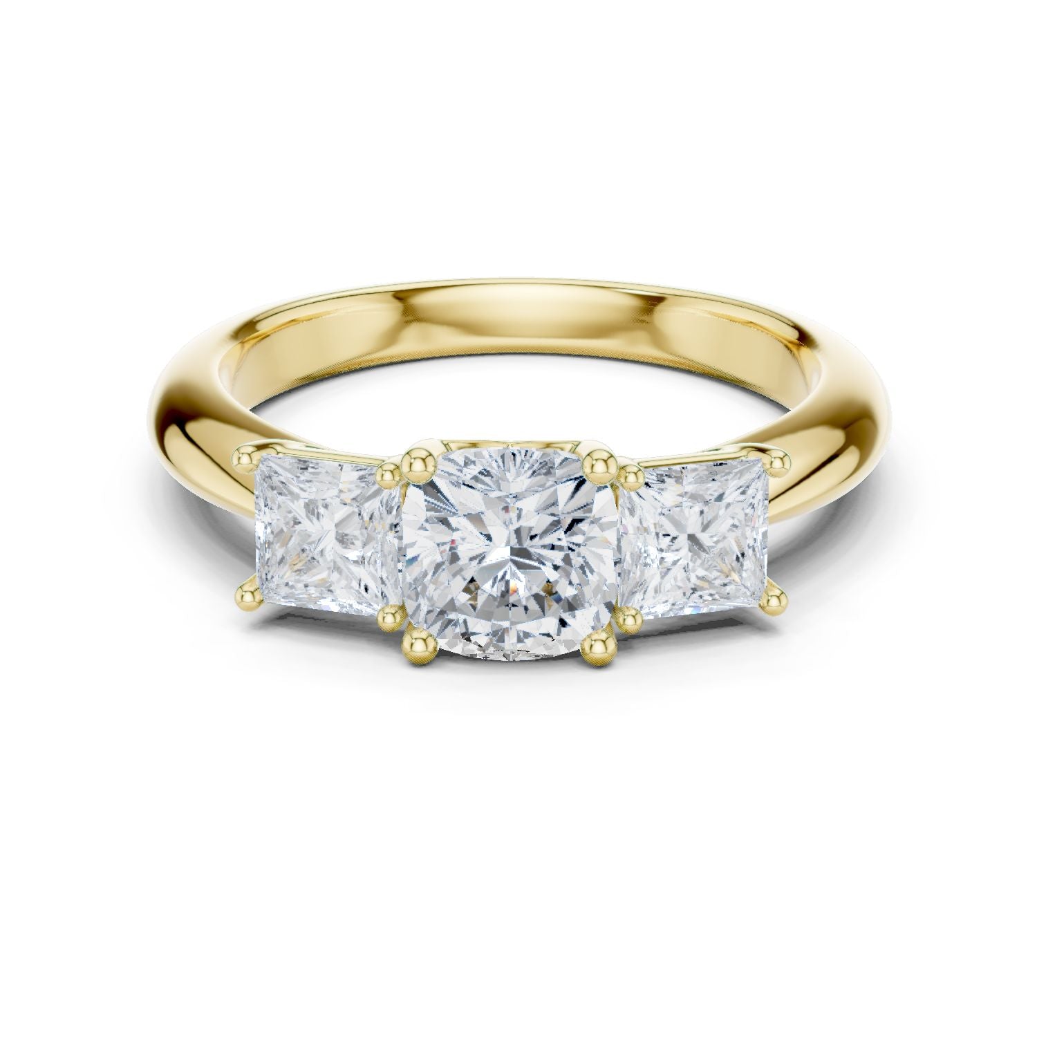 Cushion Lab Grown Diamond Three-Stone Engagement Ring