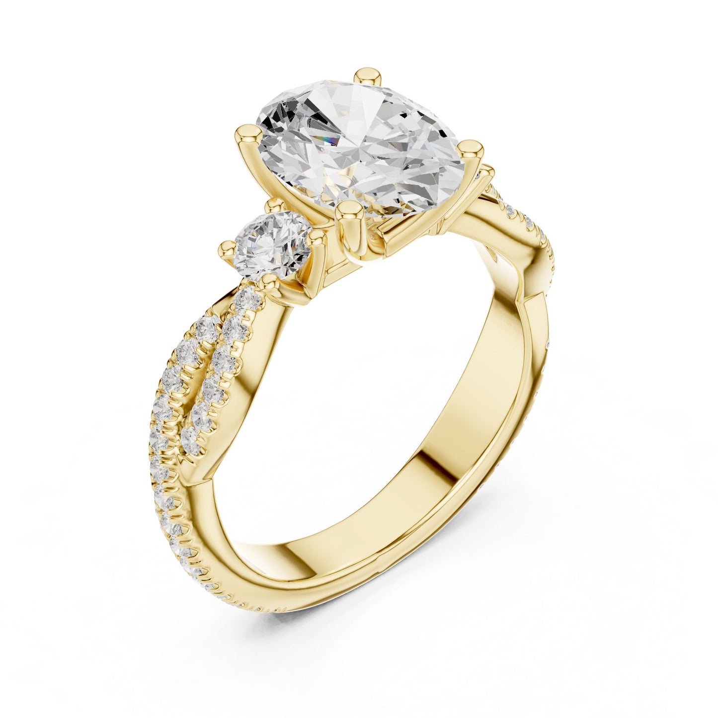 Cushion Lab Grown Diamond Three-Stone Engagement Ring
