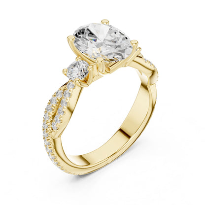 Cushion Lab Grown Diamond Three-Stone Engagement Ring