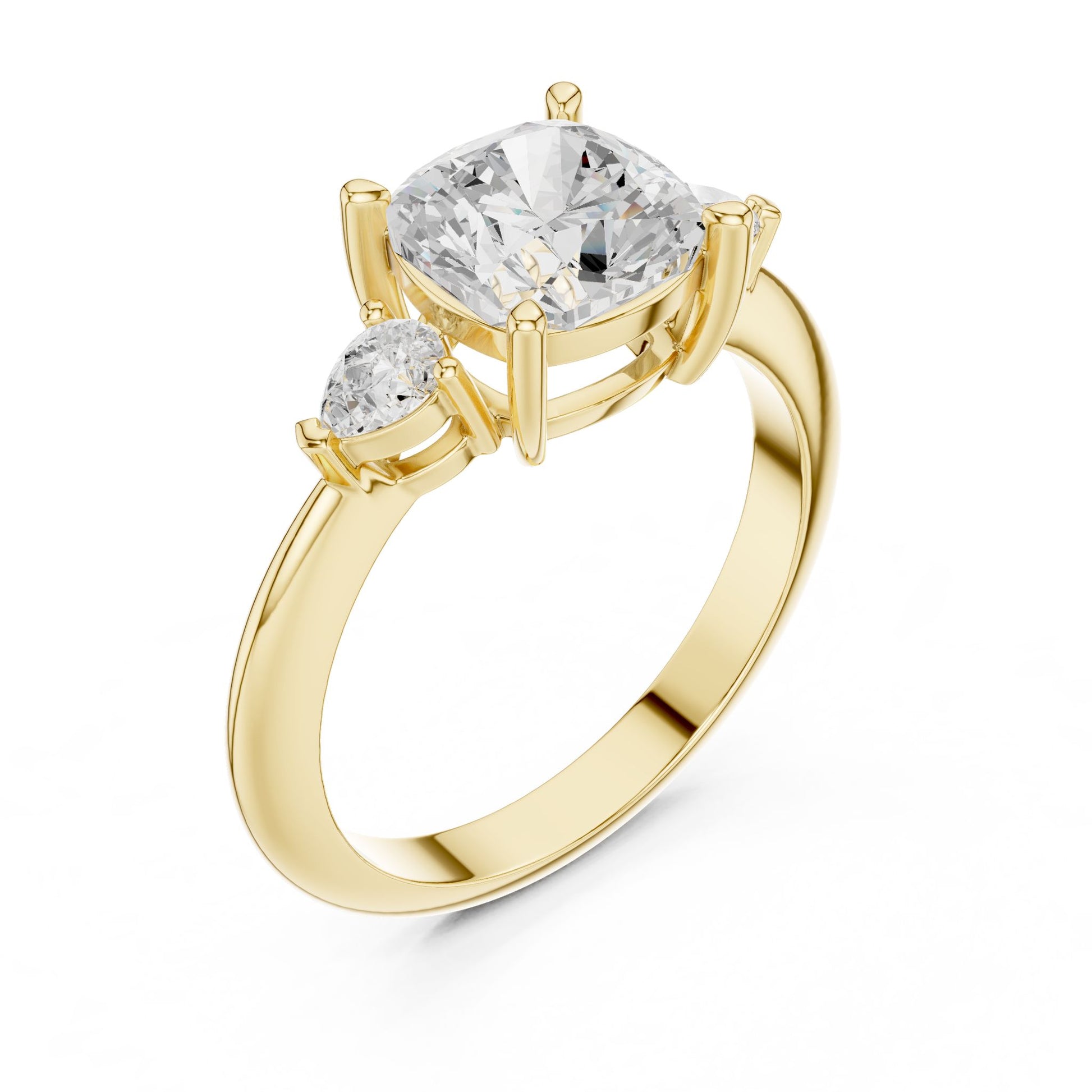 Cushion Lab Grown Diamond Three-Stone Engagement Ring