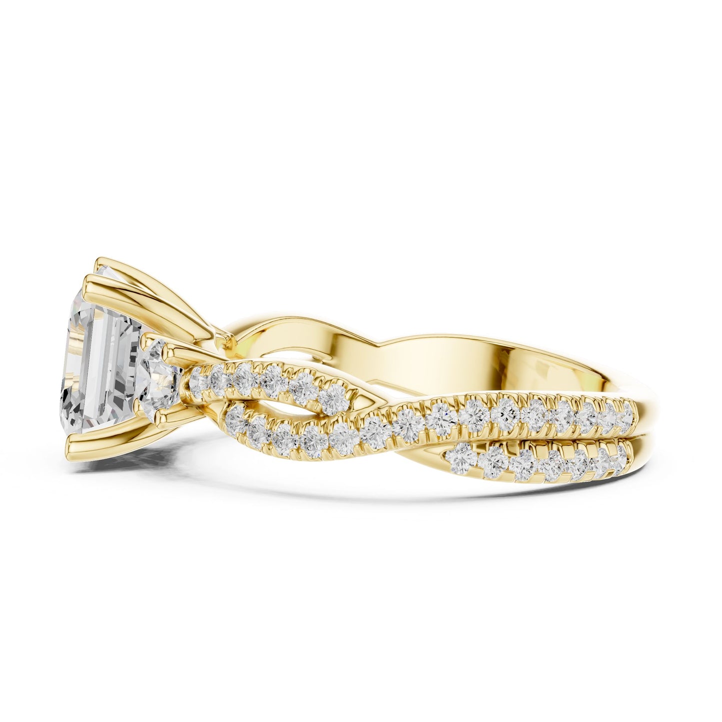 Cushion Lab Grown Diamond Three-Stone Engagement Ring