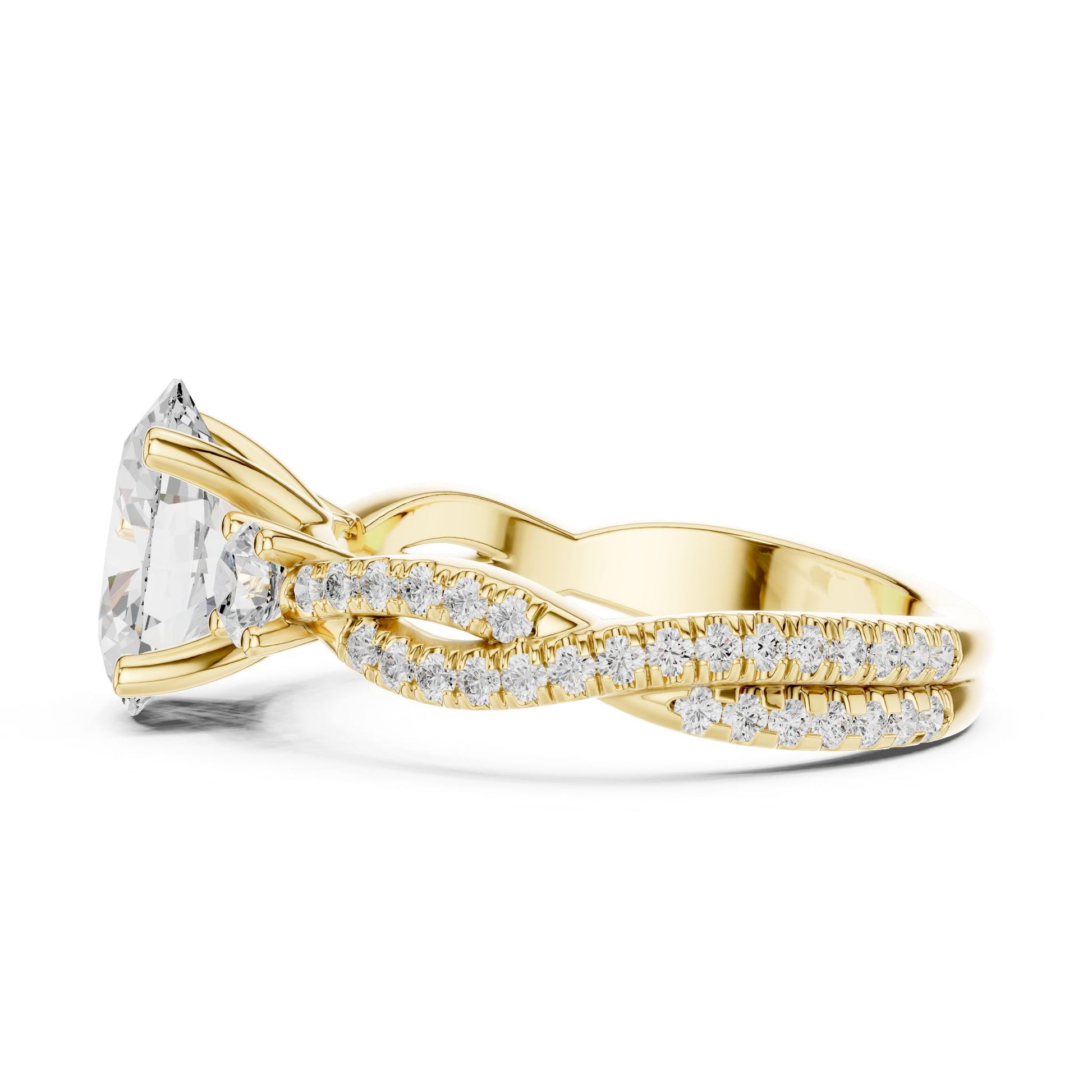 Cushion Lab Grown Diamond Three-Stone Engagement Ring