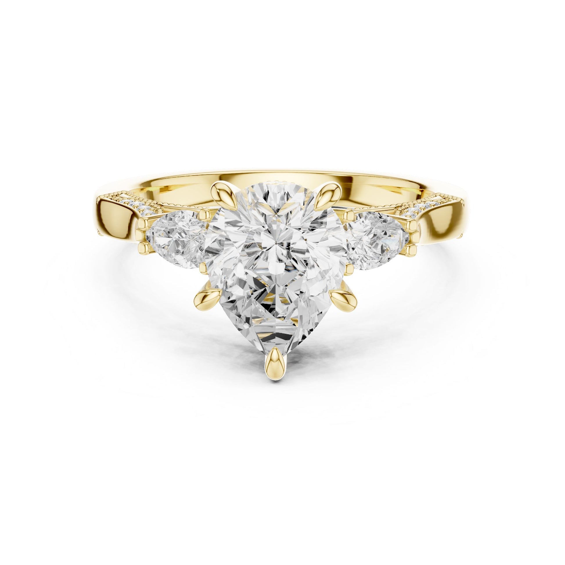 Cushion Lab Grown Diamond Three-Stone Engagement Ring