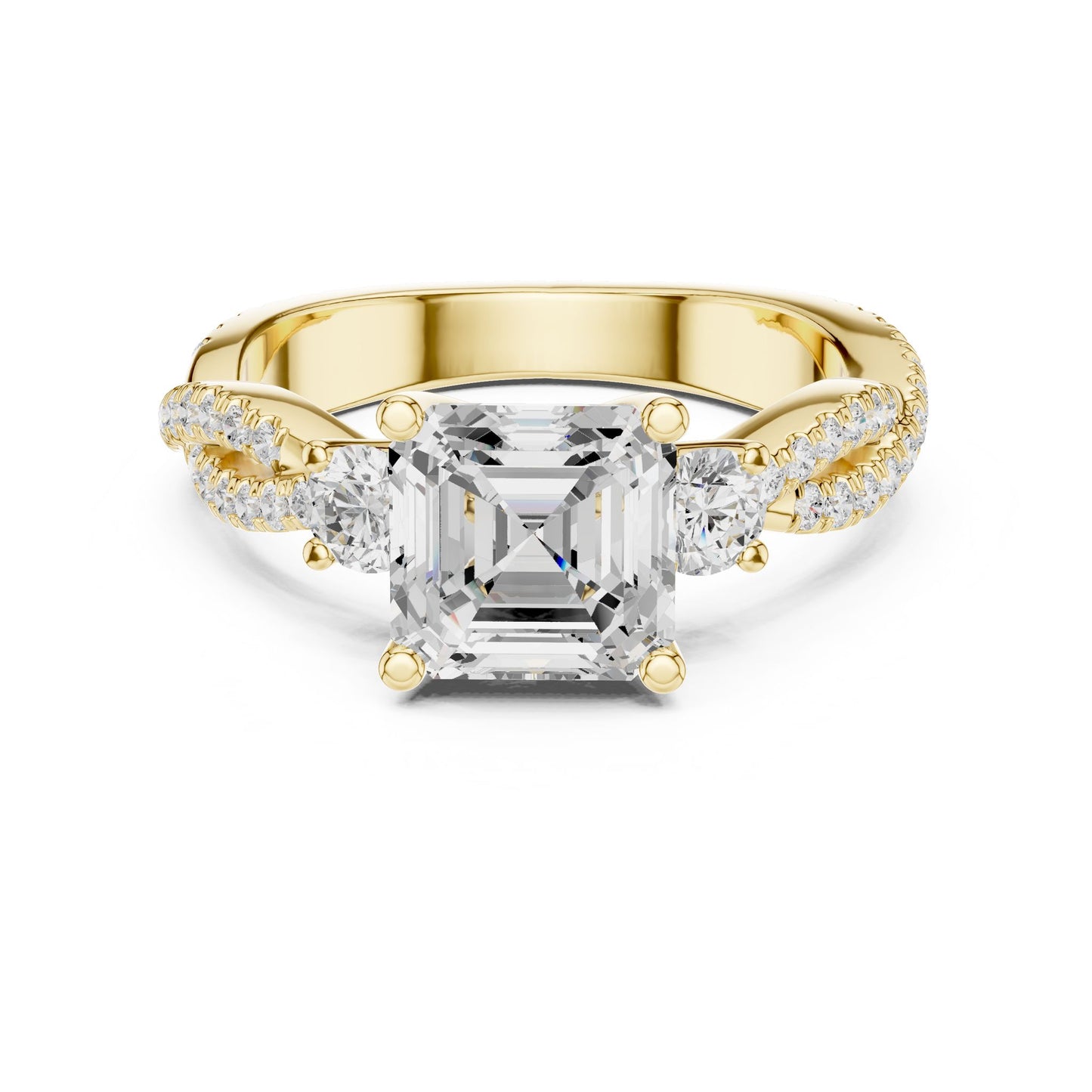 Cushion Lab Grown Diamond Three-Stone Engagement Ring