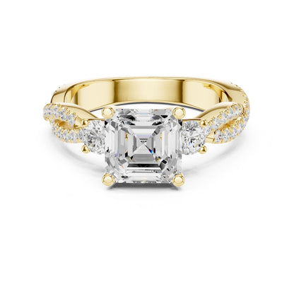 Cushion Lab Grown Diamond Three-Stone Engagement Ring