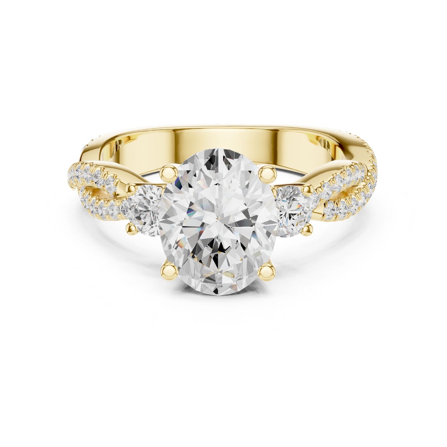 Cushion Lab Grown Diamond Three-Stone Engagement Ring