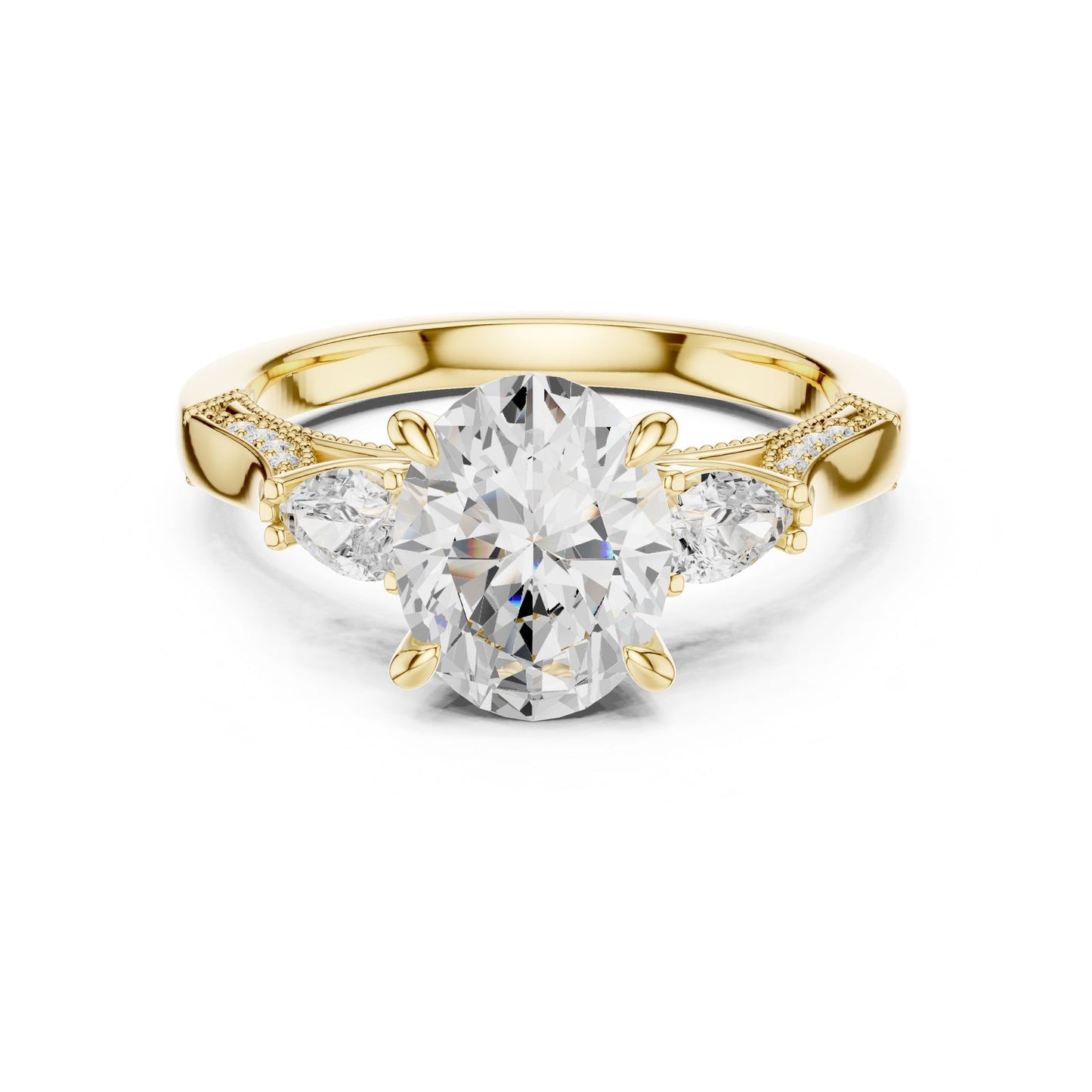 Cushion Lab Grown Diamond Three-Stone Engagement Ring