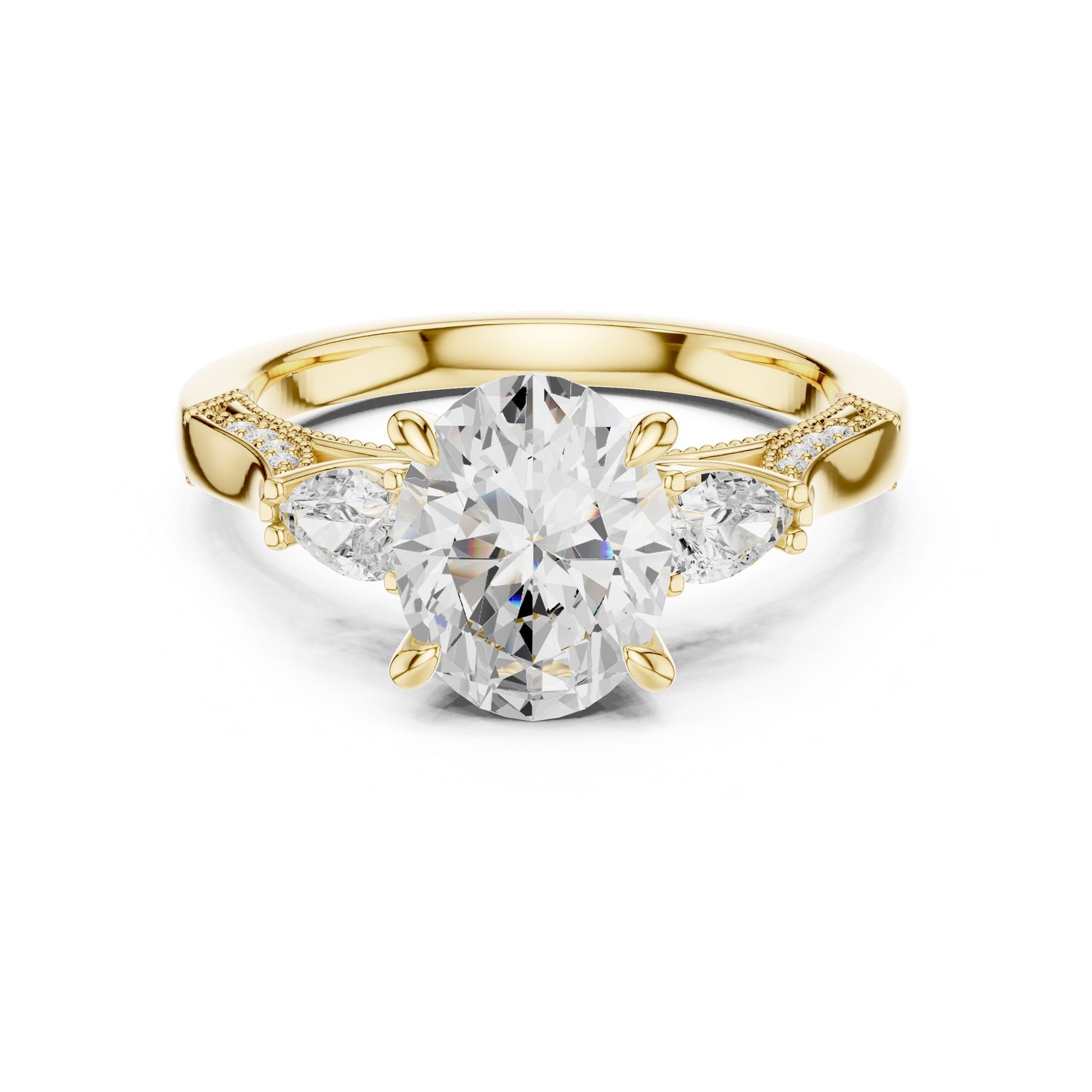 Cushion Lab Grown Diamond Three-Stone Engagement Ring