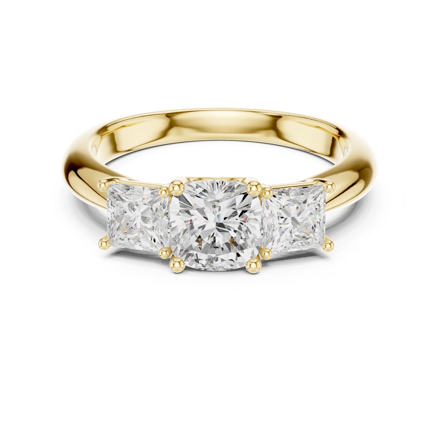 Cushion Lab Grown Diamond Three-Stone Engagement Ring