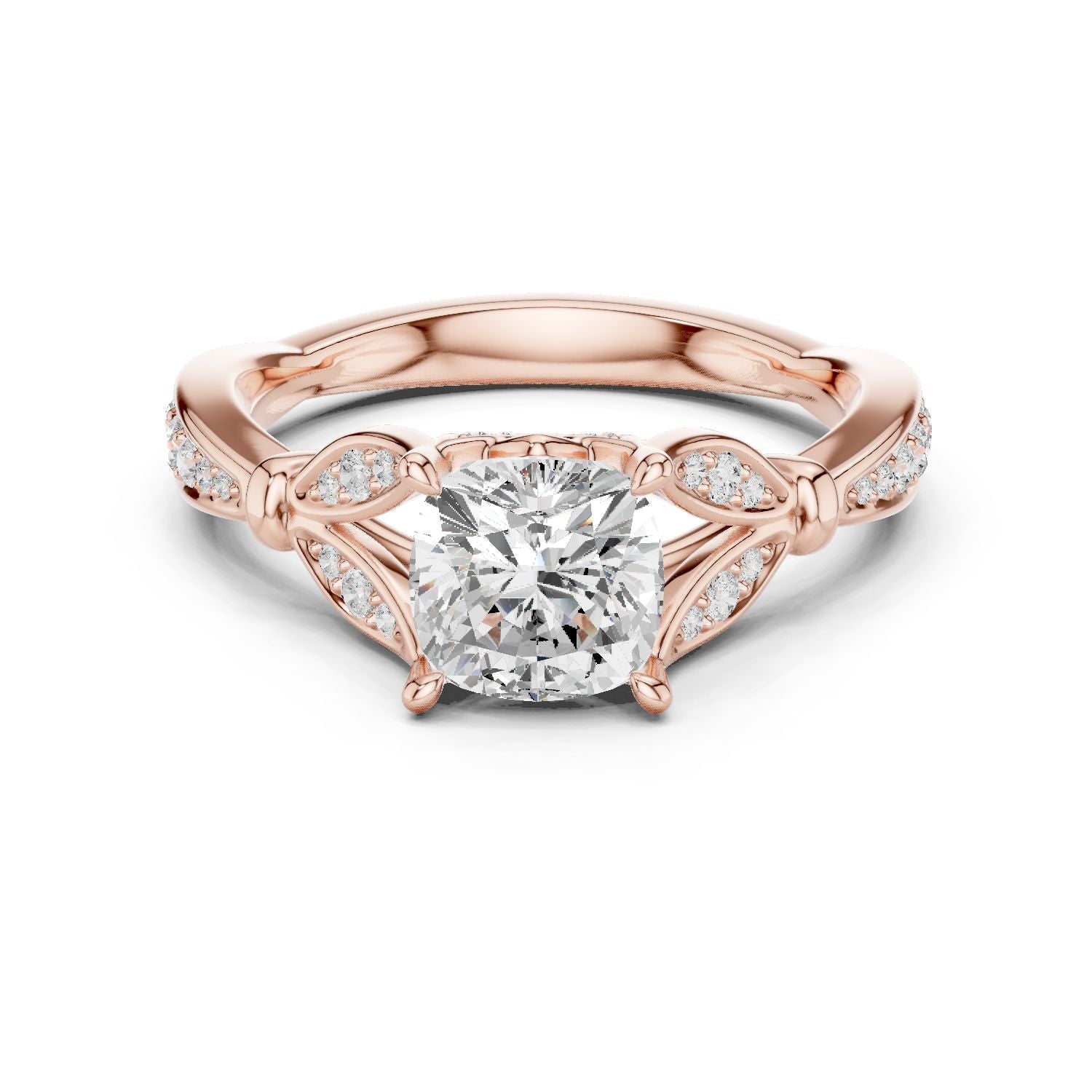 Cushion Lab Grown Diamond Vintage Engagement Ring