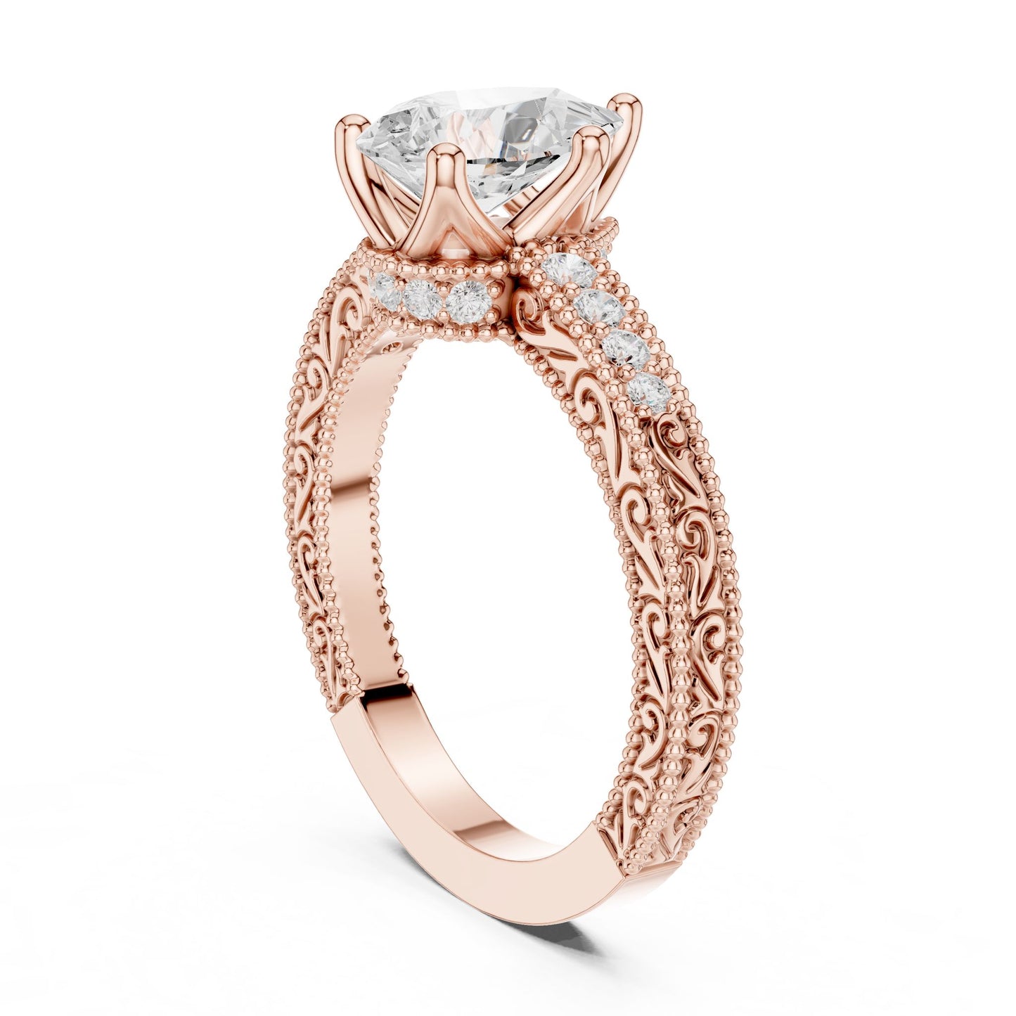 Cushion Lab Grown Diamond Vintage Engagement Ring