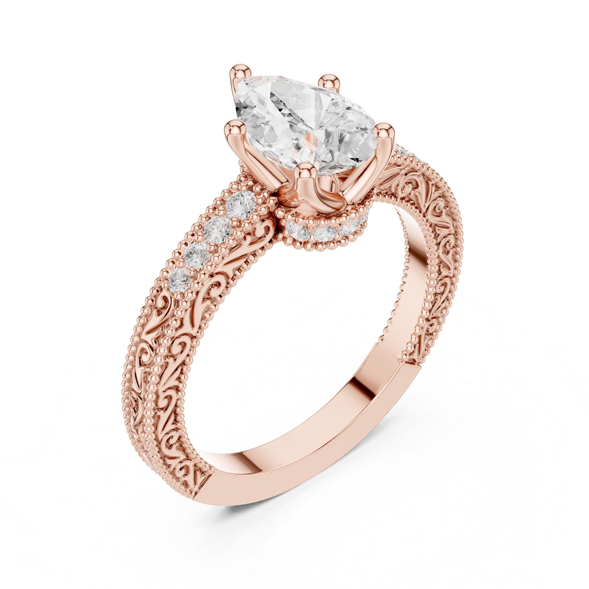 Cushion Lab Grown Diamond Vintage Engagement Ring
