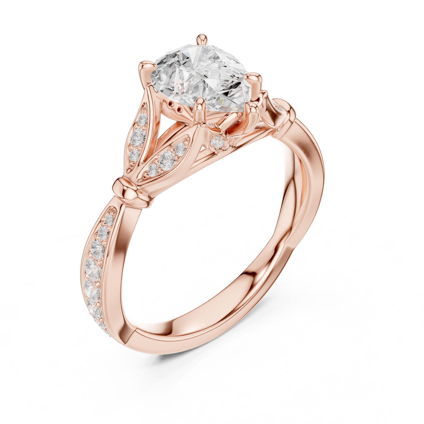 Cushion Lab Grown Diamond Vintage Engagement Ring