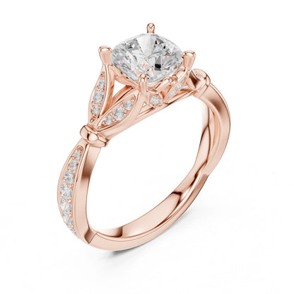 Cushion Lab Grown Diamond Vintage Engagement Ring