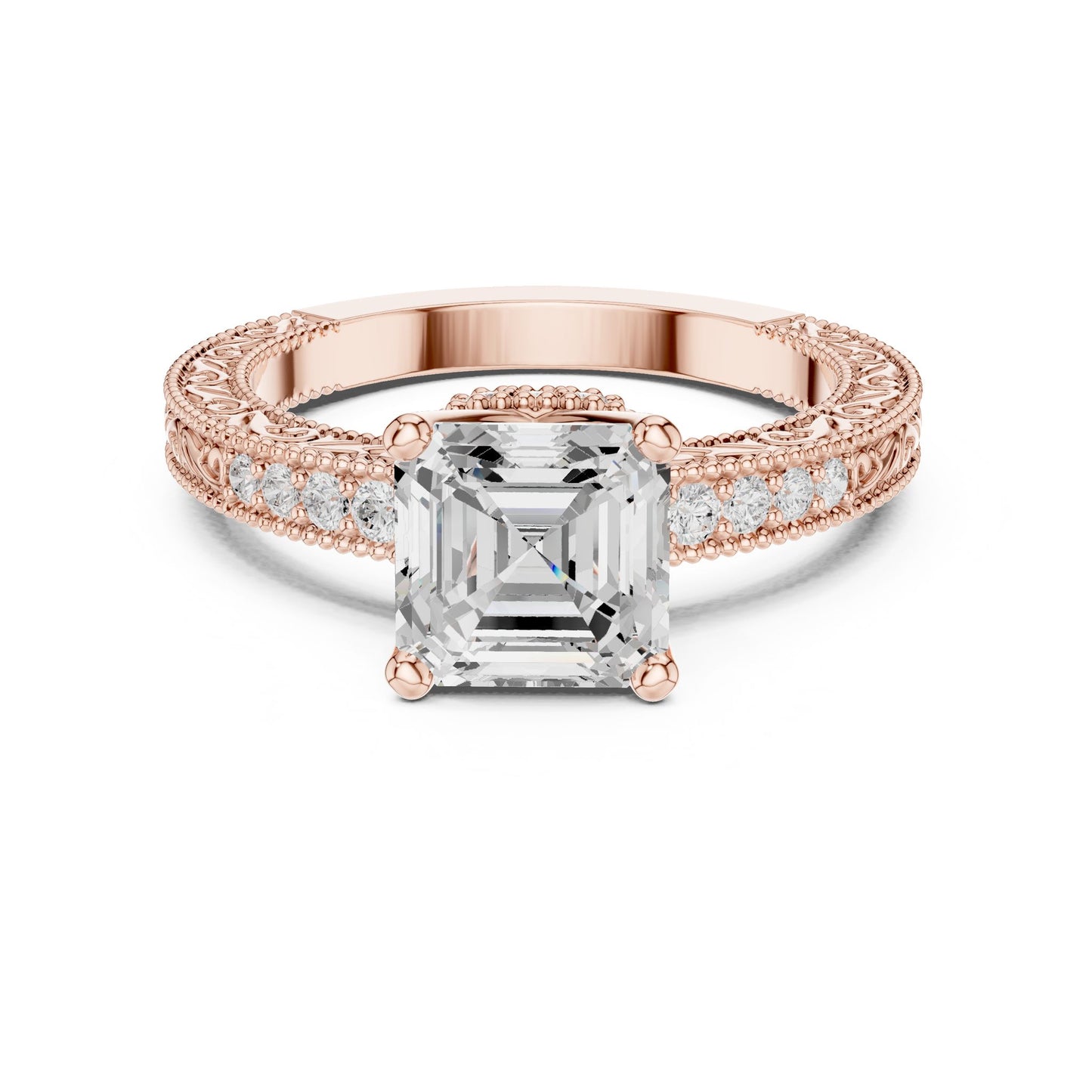 Cushion Lab Grown Diamond Vintage Engagement Ring
