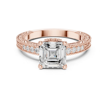 Cushion Lab Grown Diamond Vintage Engagement Ring