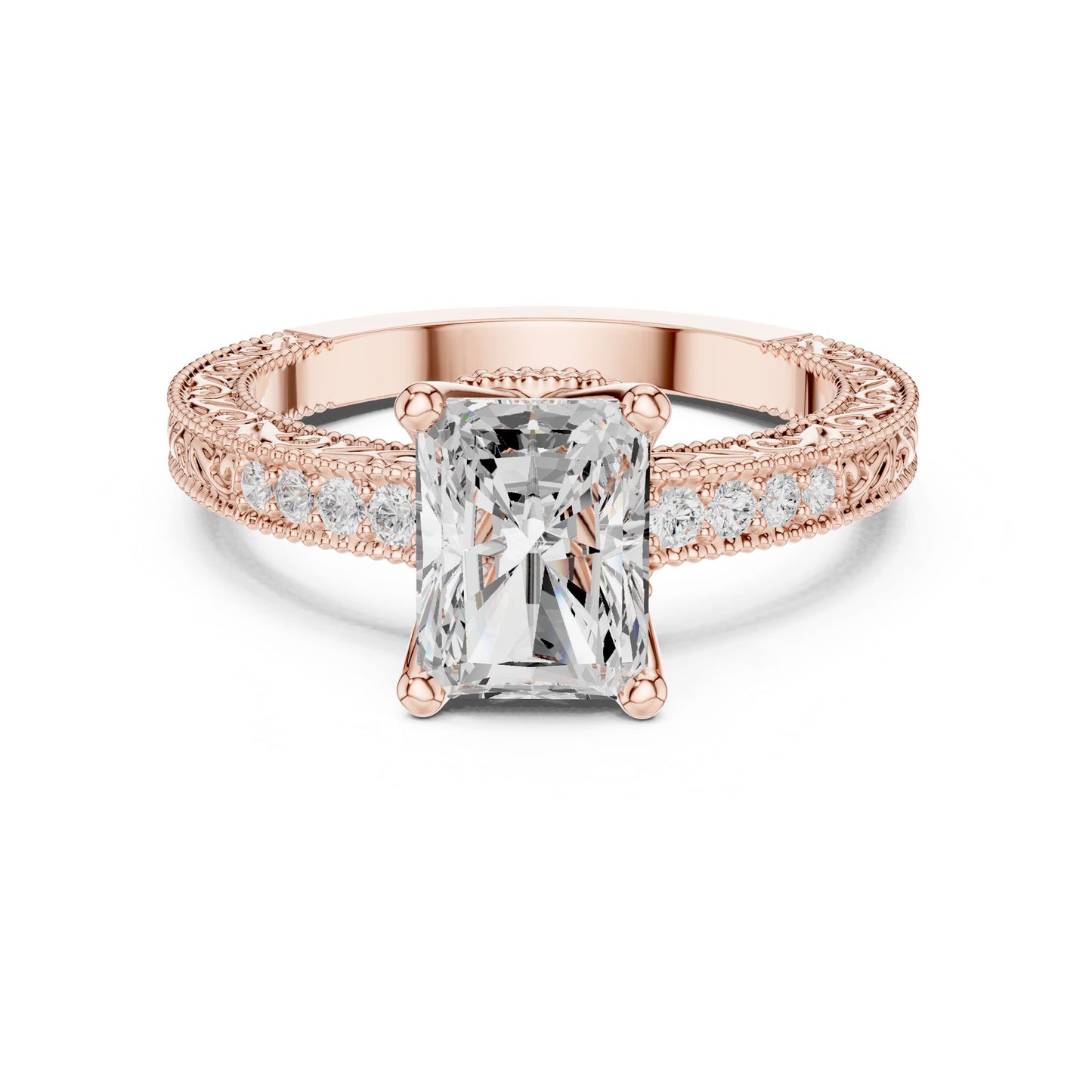Cushion Lab Grown Diamond Vintage Engagement Ring