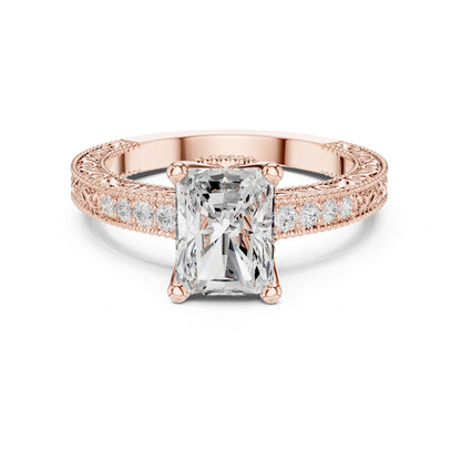 Cushion Lab Grown Diamond Vintage Engagement Ring