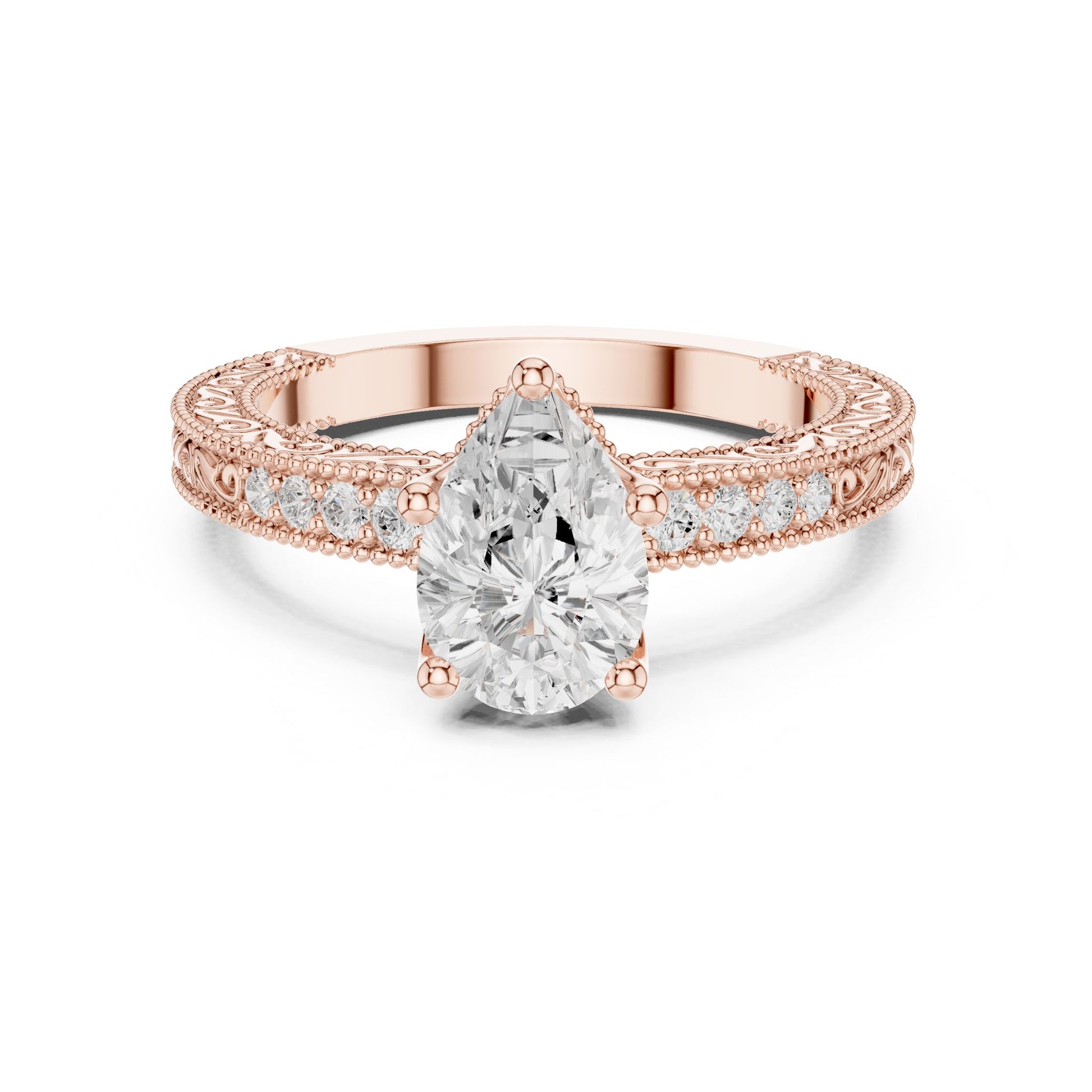 Cushion Lab Grown Diamond Vintage Engagement Ring