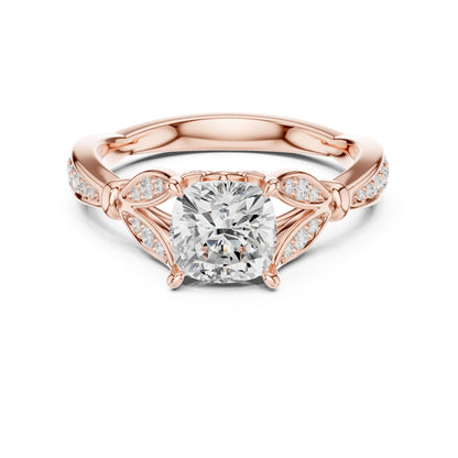 Cushion Lab Grown Diamond Vintage Engagement Ring