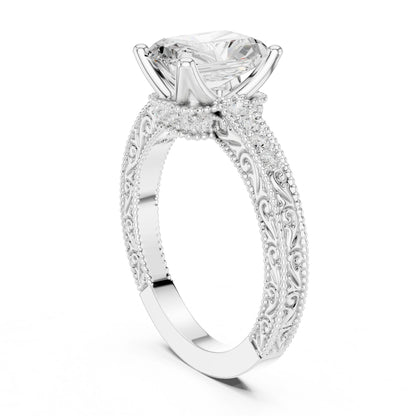 Cushion Lab Grown Diamond Vintage Engagement Ring
