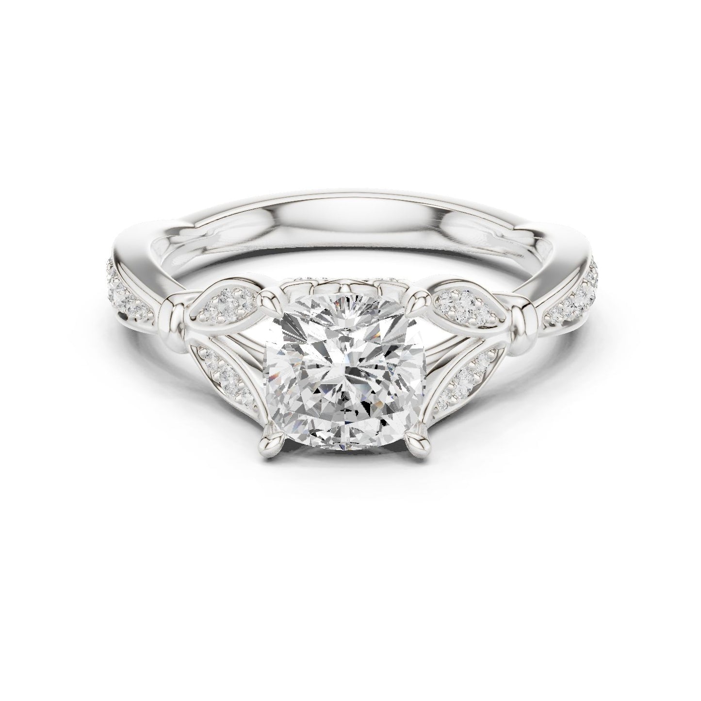 Cushion Lab Grown Diamond Vintage Engagement Ring